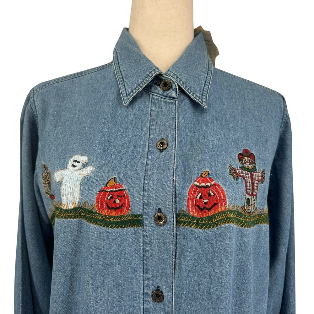 Vintage Basic Editions Halloween Embroidered Deni… - image 5